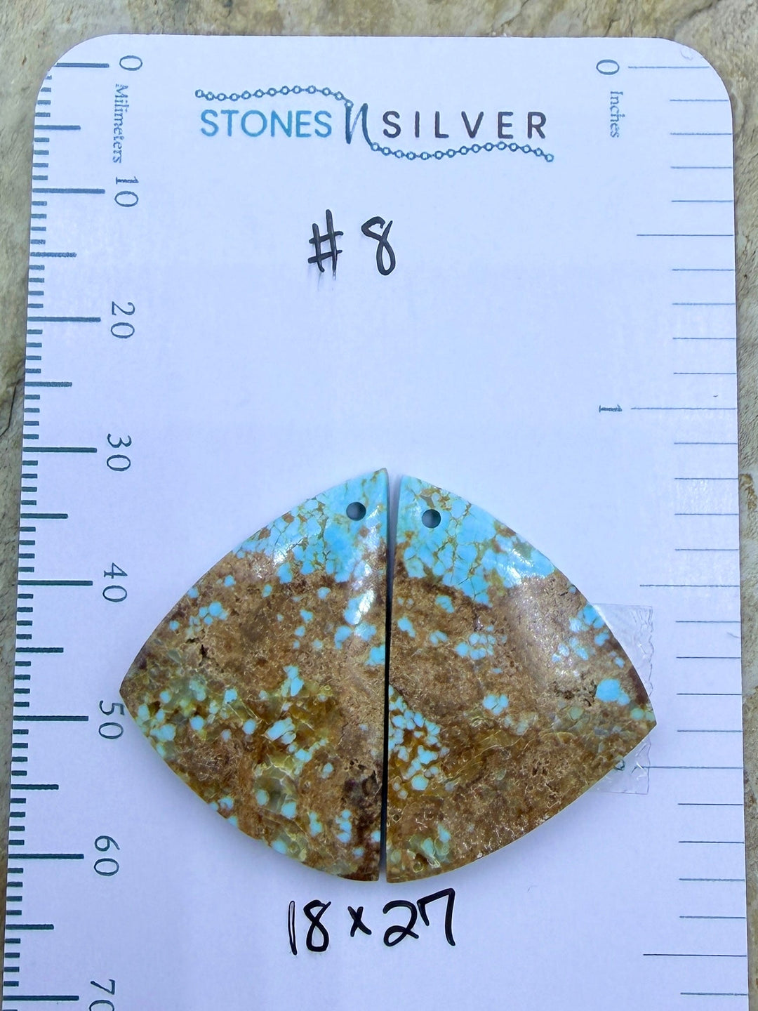 RARE Number 8 Turquoise (Nevada) Matching Earring Slab Bead