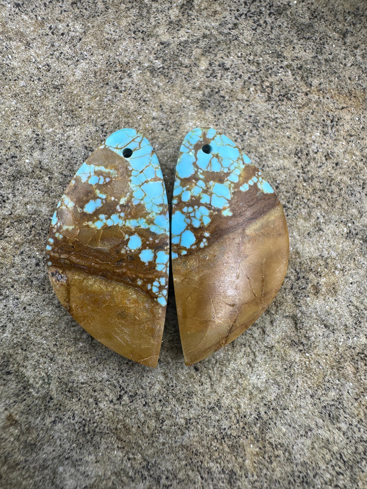 RARE Number 8 Turquoise (Nevada) Matching Earring Slab Bead
