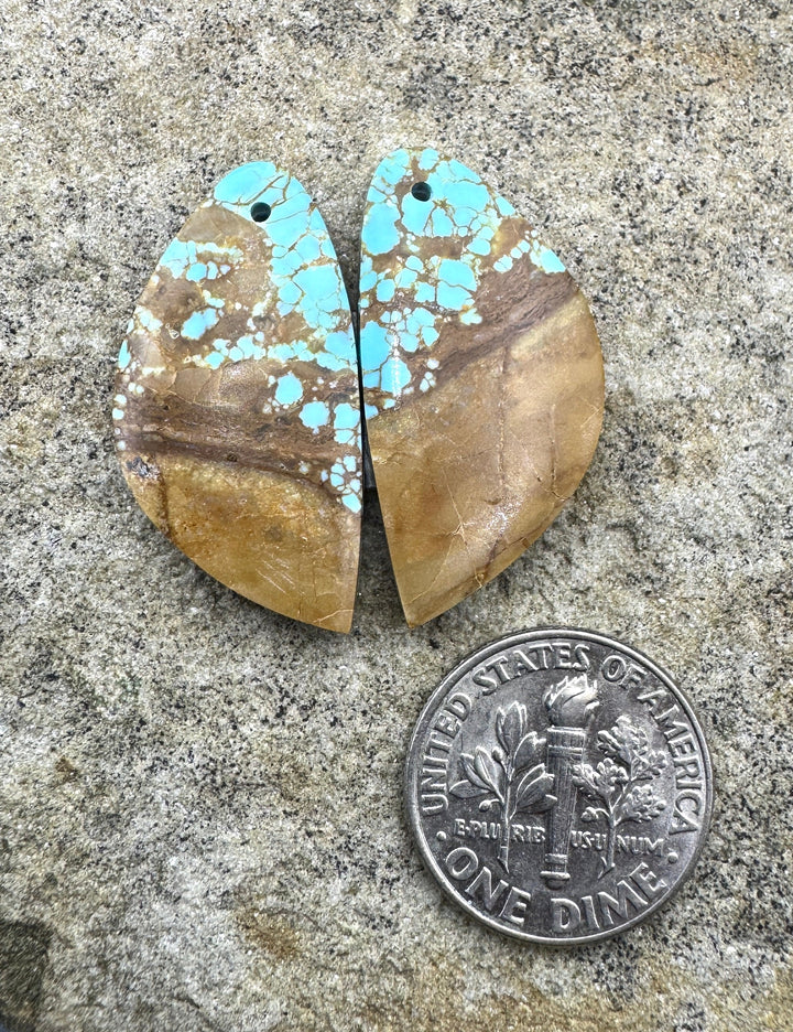 RARE Number 8 Turquoise (Nevada) Matching Earring Slab Bead