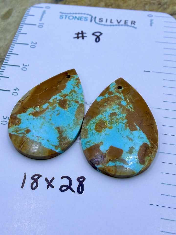 RARE Number 8 Turquoise (Nevada) Matching Earring Slab Bead