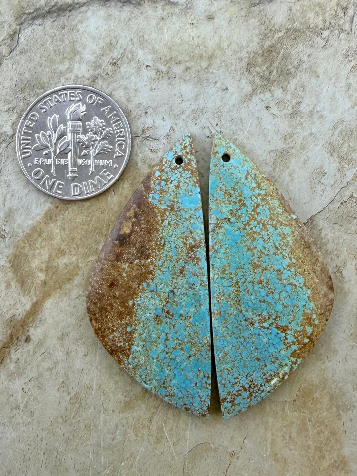 RARE Number 8 Turquoise (Nevada) Matching Earring Slab Bead
