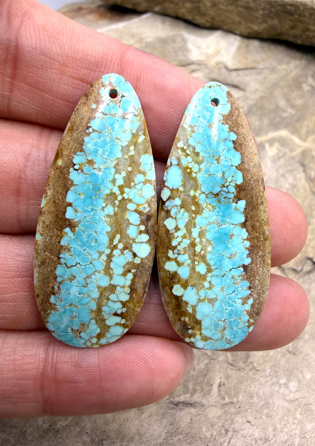 RARE Number 8 Turquoise (Nevada) Matching Earring Slab Bead