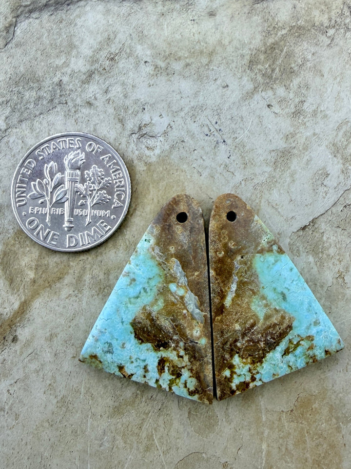 RARE Number 8 Turquoise (Nevada) Matching Earring Slab Bead