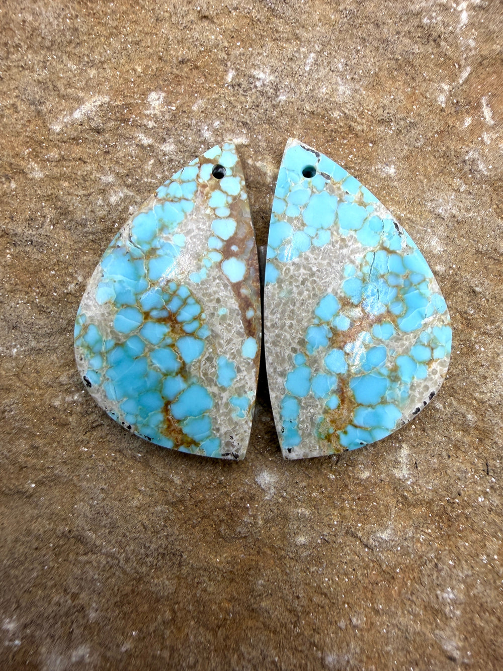 RARE Number 8 Turquoise (Nevada) Matching Earring Slab Bead