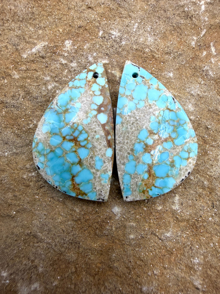 RARE Number 8 Turquoise (Nevada) Matching Earring Slab Bead