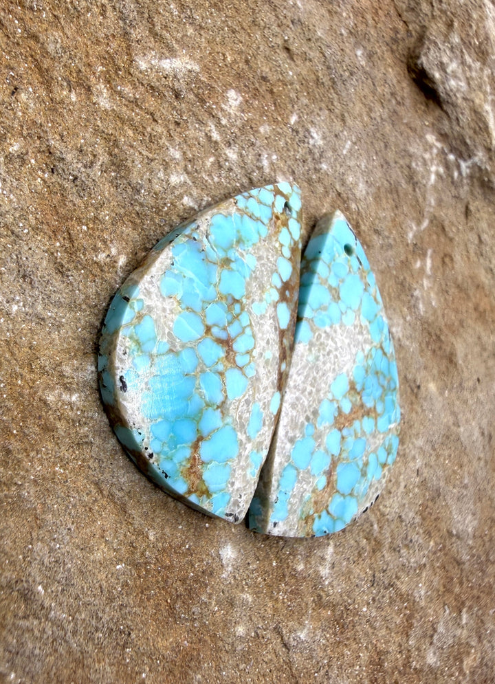 RARE Number 8 Turquoise (Nevada) Matching Earring Slab Bead