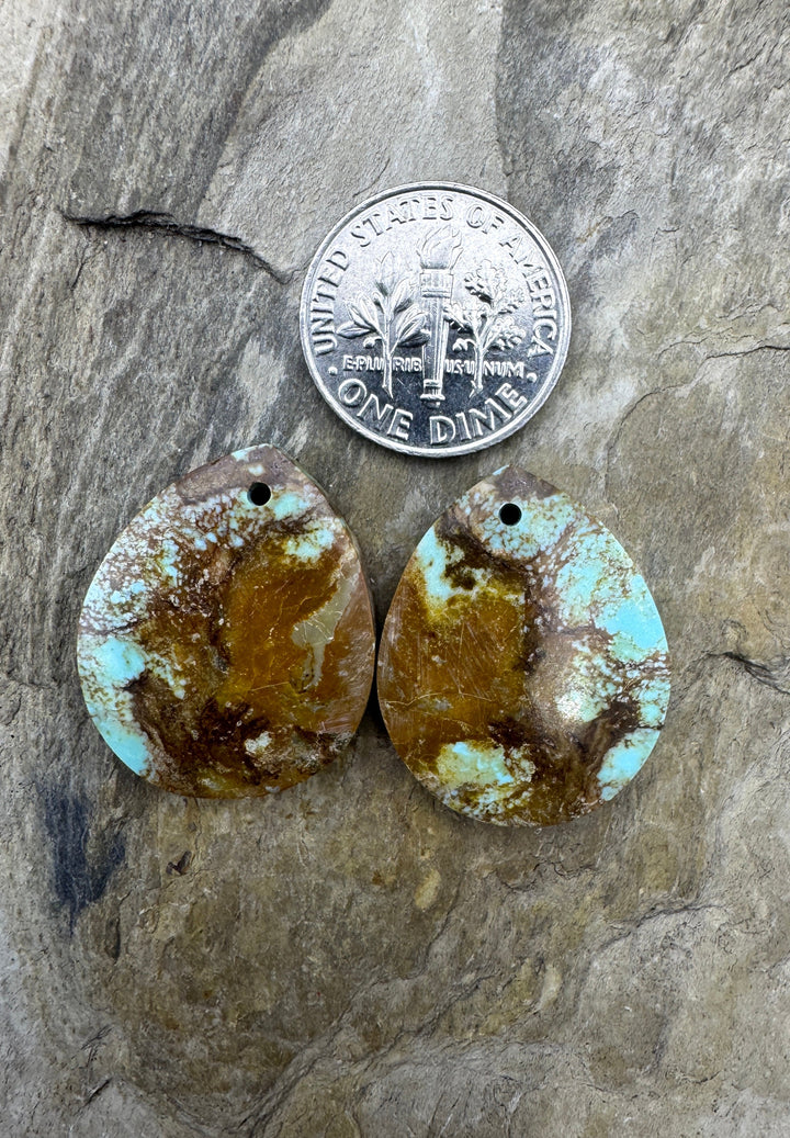 RARE Number 8 Turquoise (Nevada) Matching Earring Slab Bead