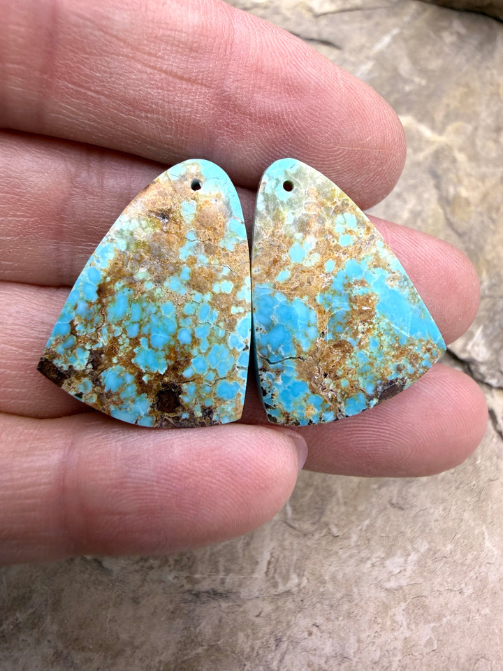 RARE Number 8 Turquoise (Nevada) Matching Earring Slab Bead