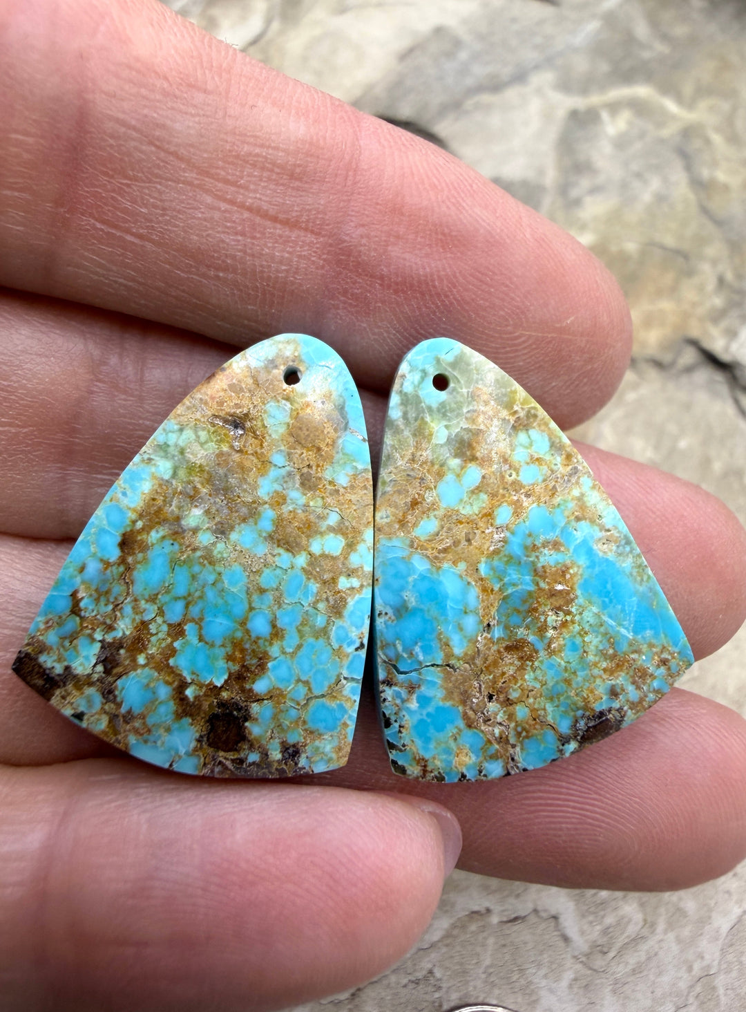RARE Number 8 Turquoise (Nevada) Matching Earring Slab Bead