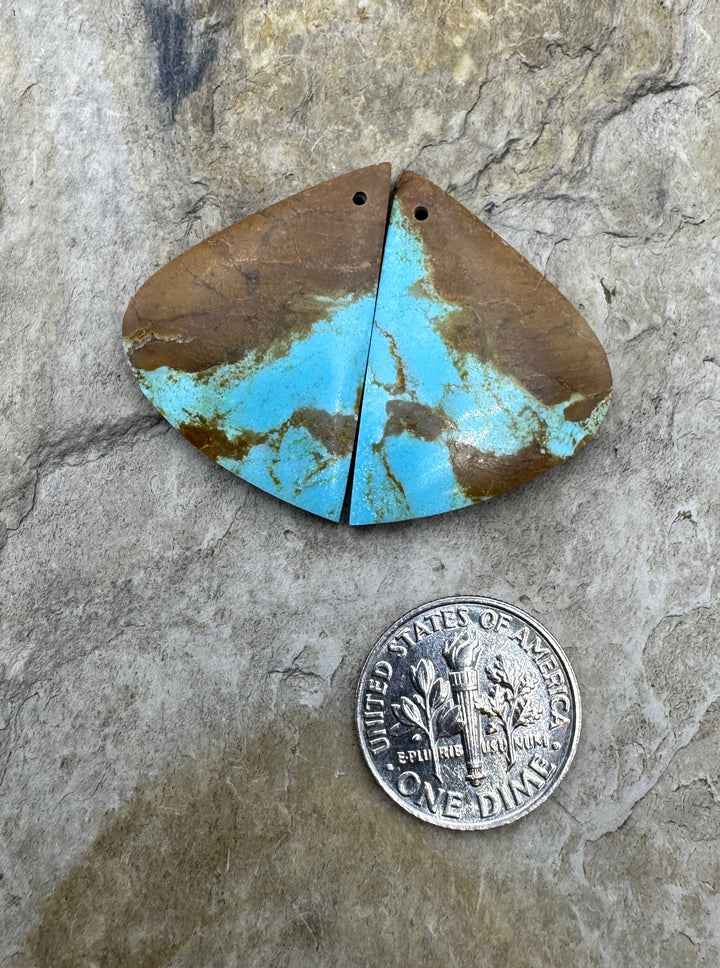 RARE Number 8 Turquoise (Nevada) Matching Earring Slab Bead