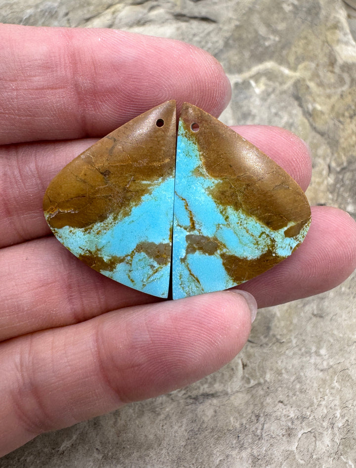 RARE Number 8 Turquoise (Nevada) Matching Earring Slab Bead