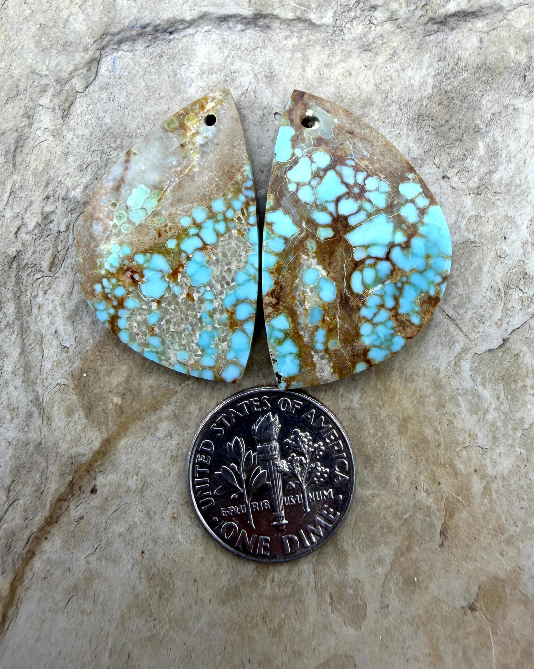 RARE Number 8 Turquoise (Nevada) Matching Earring Slab Bead