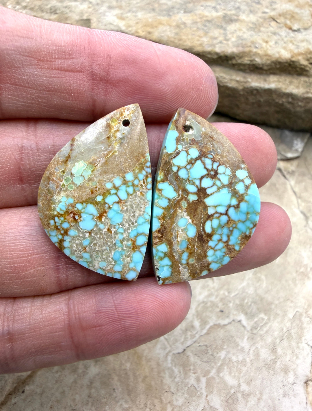 RARE Number 8 Turquoise (Nevada) Matching Earring Slab Bead
