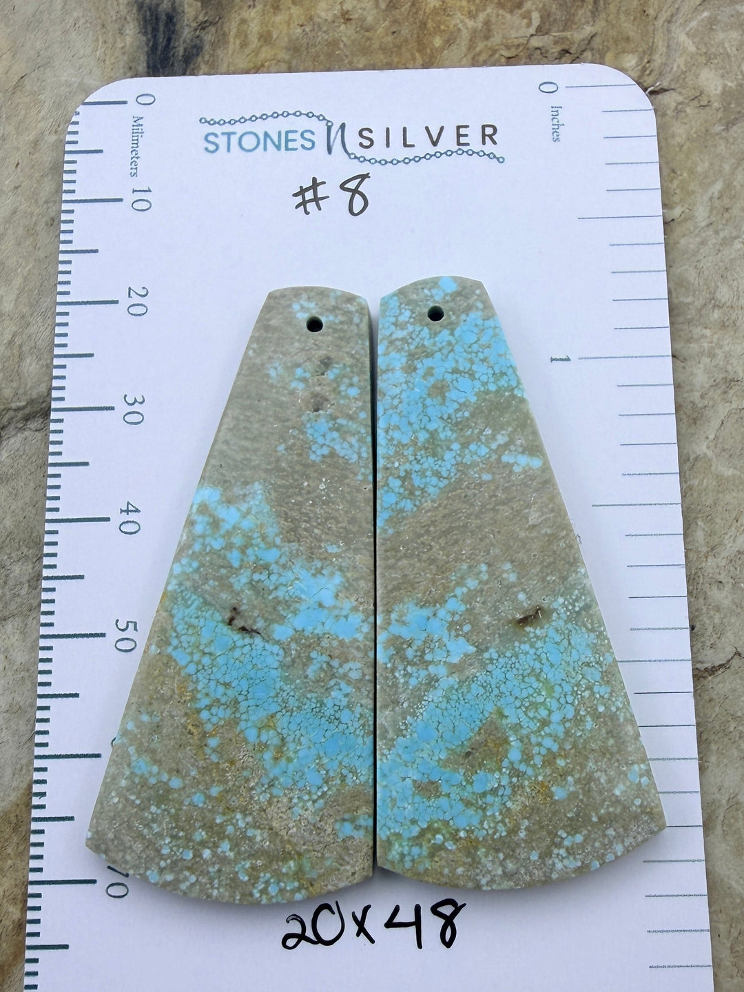 RARE Number 8 Turquoise (Nevada) Matching Earring Slab Bead