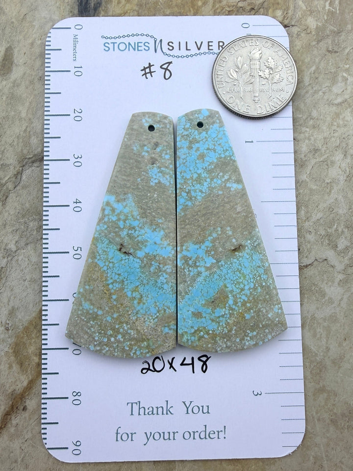 RARE Number 8 Turquoise (Nevada) Matching Earring Slab Bead