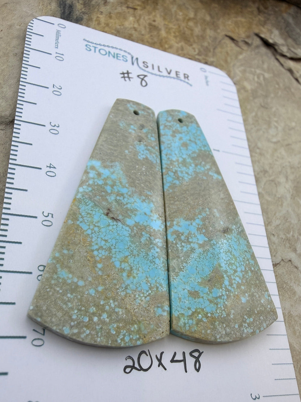 RARE Number 8 Turquoise (Nevada) Matching Earring Slab Bead