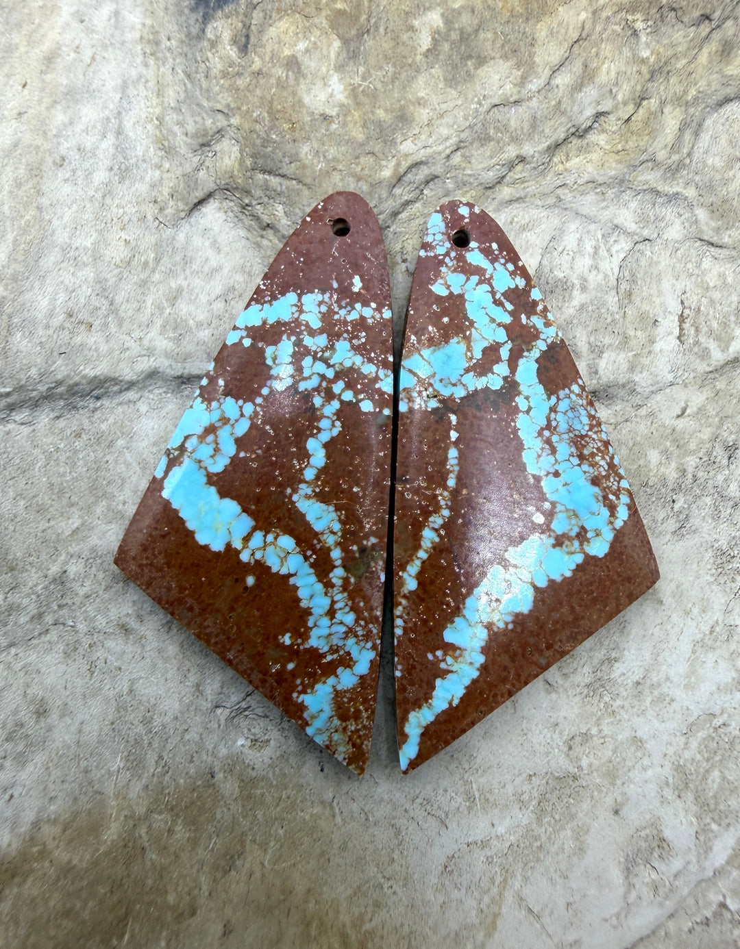 RARE Number 8 Turquoise (Nevada) Matching Earring Slab Bead