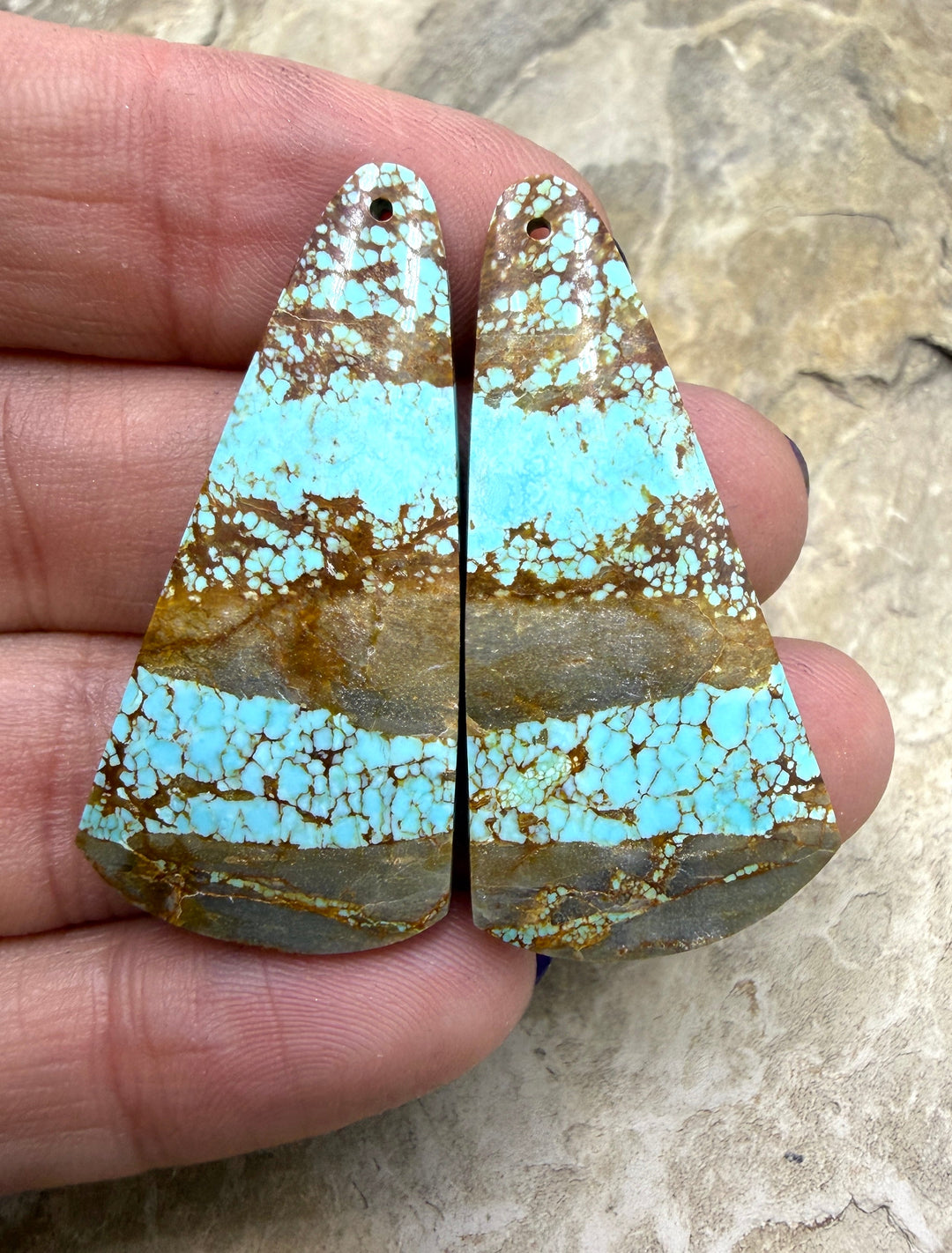 RARE Number 8 Turquoise (Nevada) Matching Earring Slab Bead