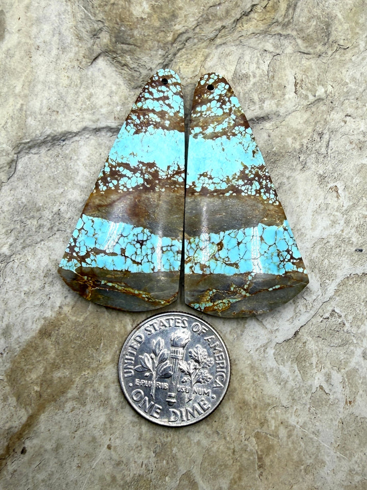 RARE Number 8 Turquoise (Nevada) Matching Earring Slab Bead
