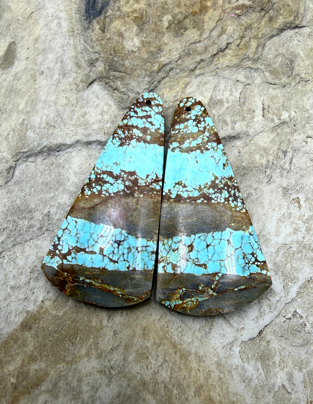 RARE Number 8 Turquoise (Nevada) Matching Earring Slab Bead