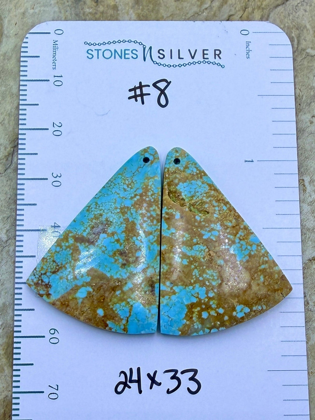 RARE Number 8 Turquoise (Nevada) Matching Earring Slab Bead