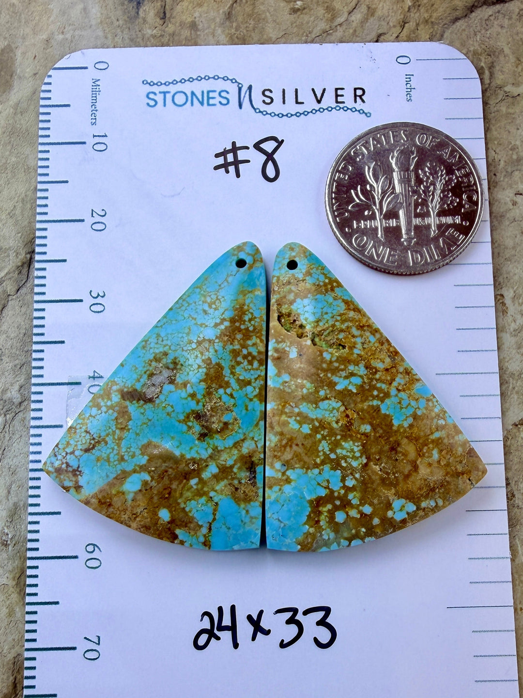 RARE Number 8 Turquoise (Nevada) Matching Earring Slab Bead