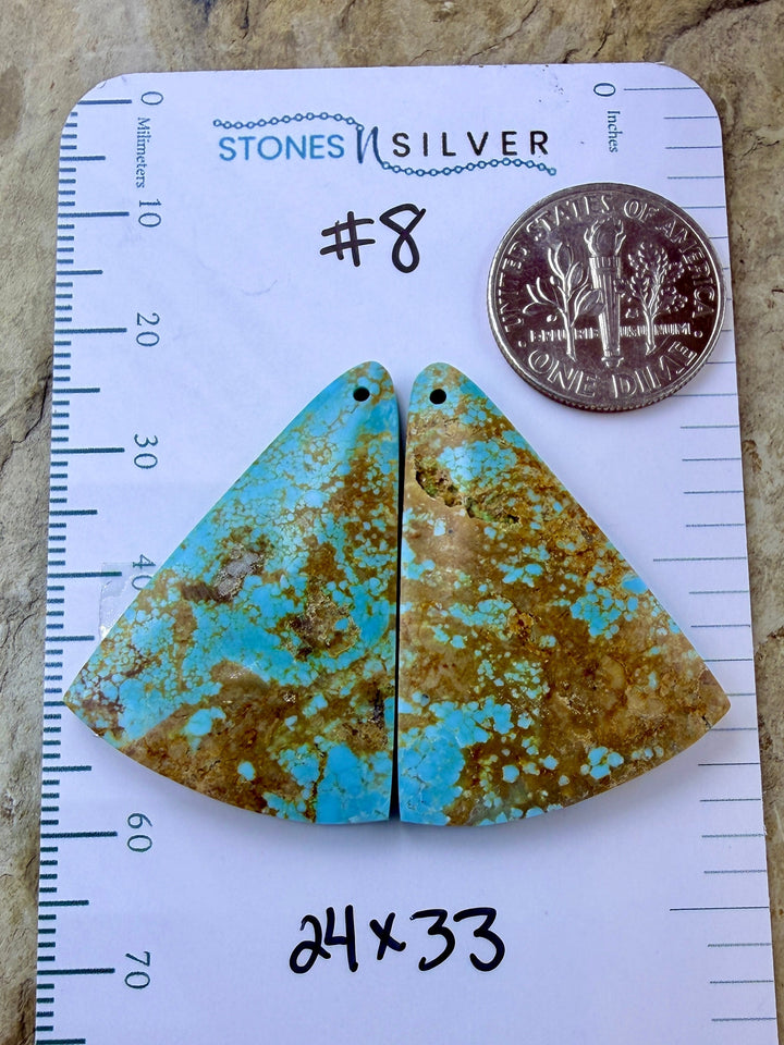 RARE Number 8 Turquoise (Nevada) Matching Earring Slab Bead