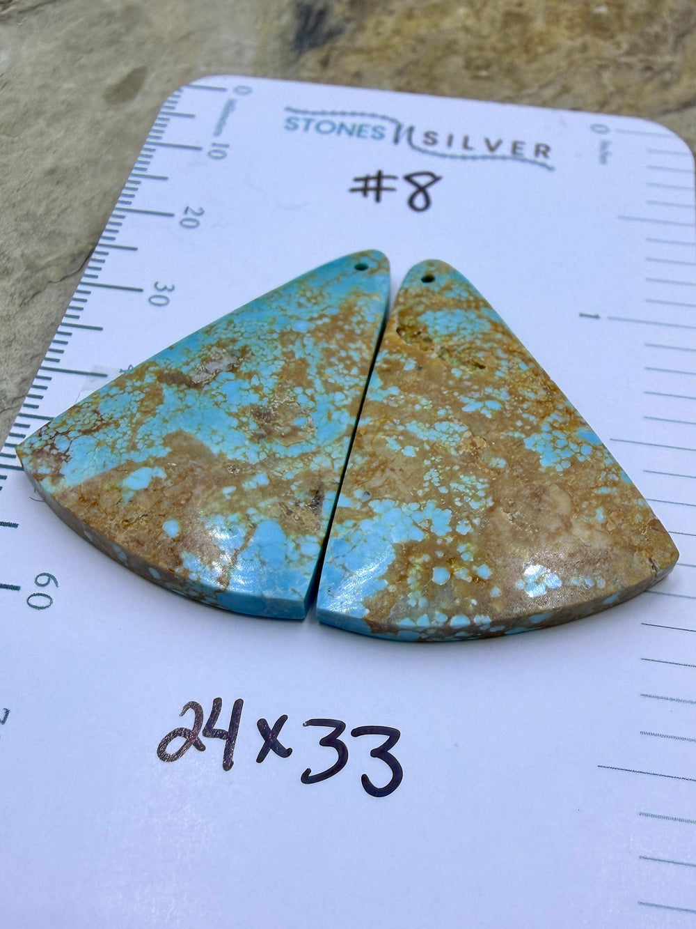 RARE Number 8 Turquoise (Nevada) Matching Earring Slab Bead