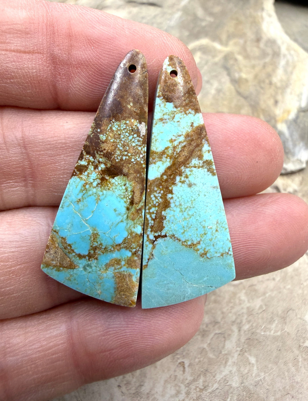 RARE Number 8 Turquoise (Nevada) Matching Earring Slab Bead