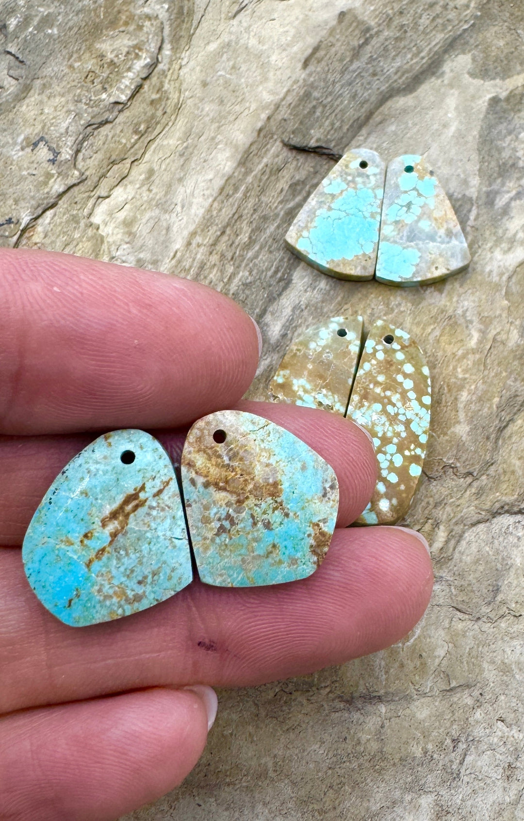 RARE Number 8 Turquoise (Nevada) Matching Earring Slab Bead
