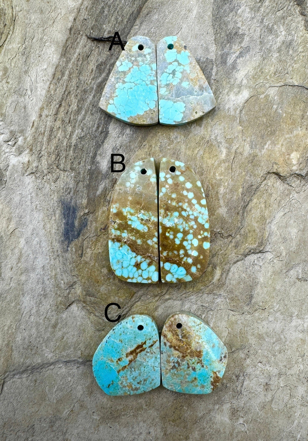 RARE Number 8 Turquoise (Nevada) Matching Earring Slab Bead
