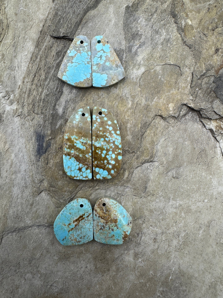 RARE Number 8 Turquoise (Nevada) Matching Earring Slab Bead