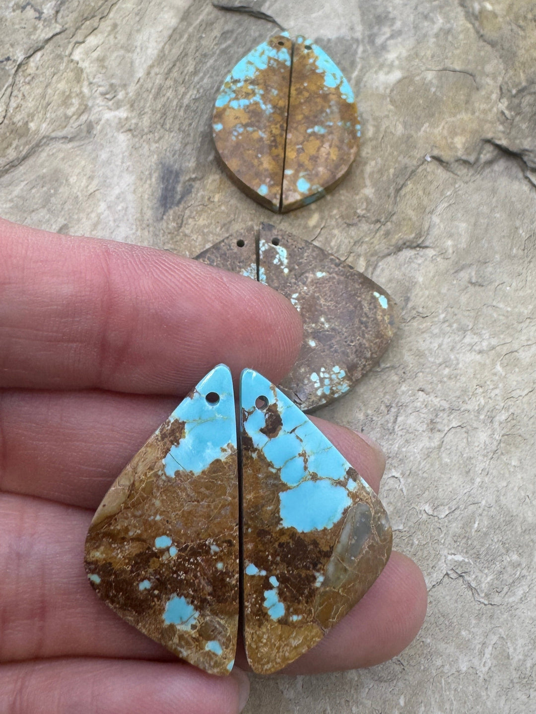 RARE Number 8 Turquoise (Nevada) Matching Earring Slab Bead