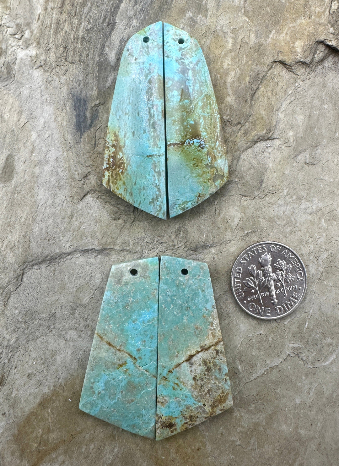 RARE Number 8 Turquoise (Nevada) Matching Earring Slab Bead