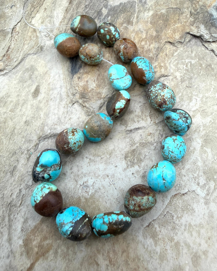 RARE Number 8 Turquoise (Nevada) Rounded Nugget Beads