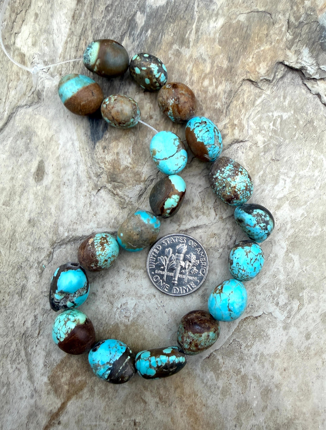 RARE Number 8 Turquoise (Nevada) Rounded Nugget Beads