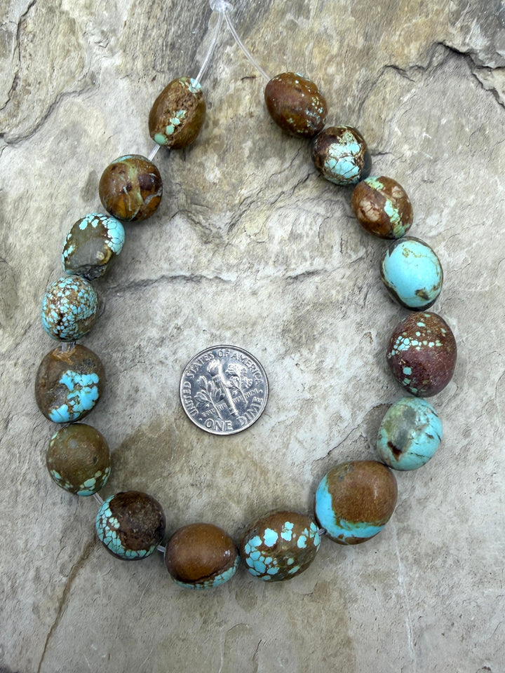 RARE Number 8 Turquoise (Nevada) Rounded Nugget Beads