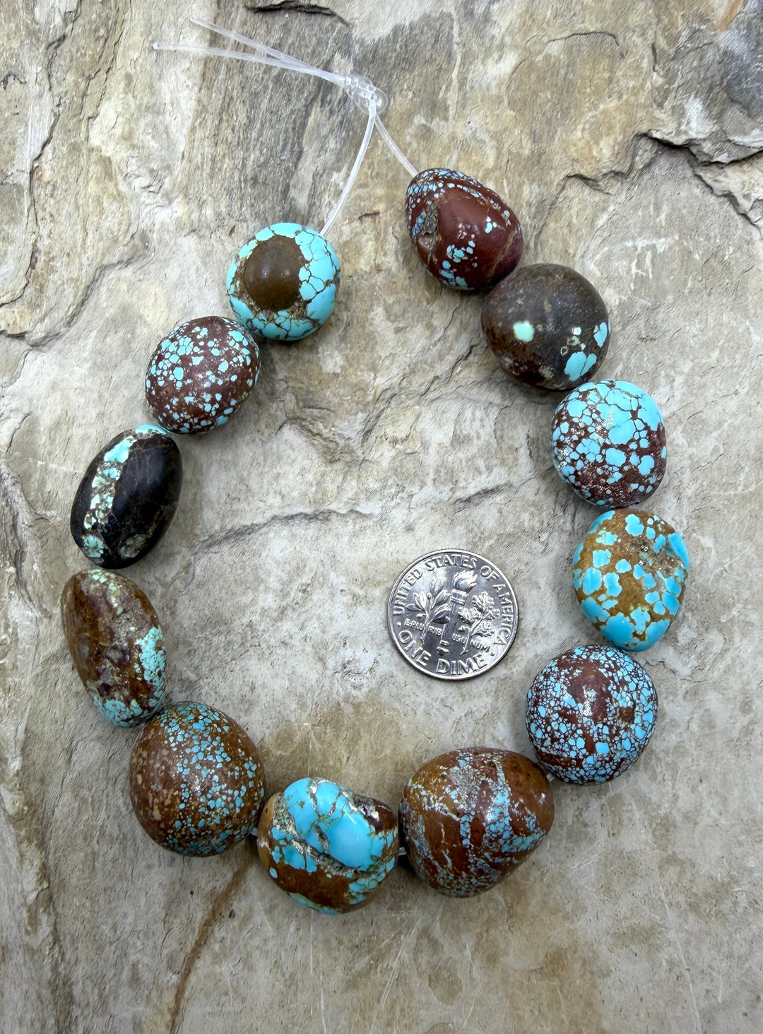 RARE Number 8 Turquoise (Nevada) Rounded Nugget Beads