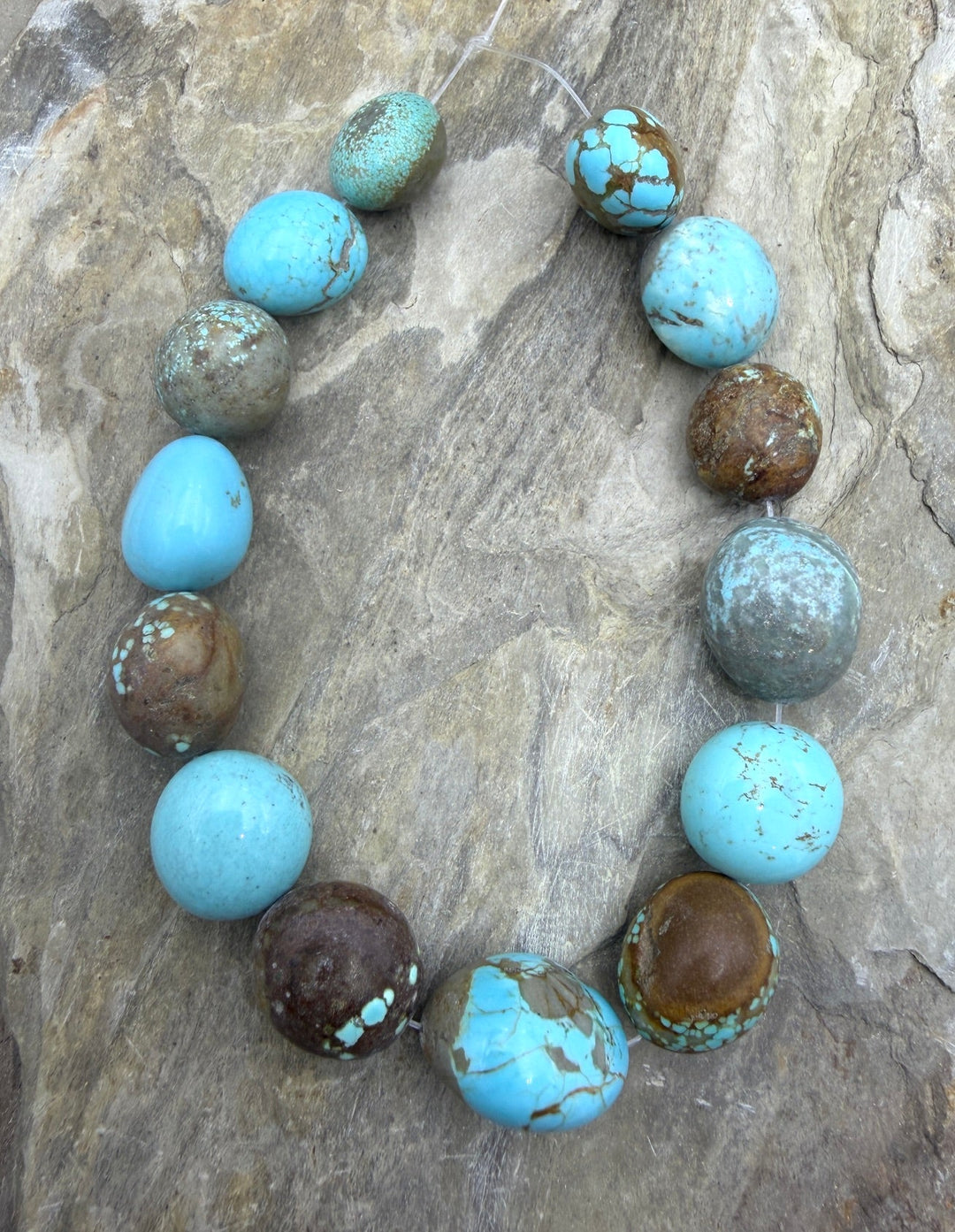 RARE Number 8 Turquoise (Nevada) Rounded Nugget Beads