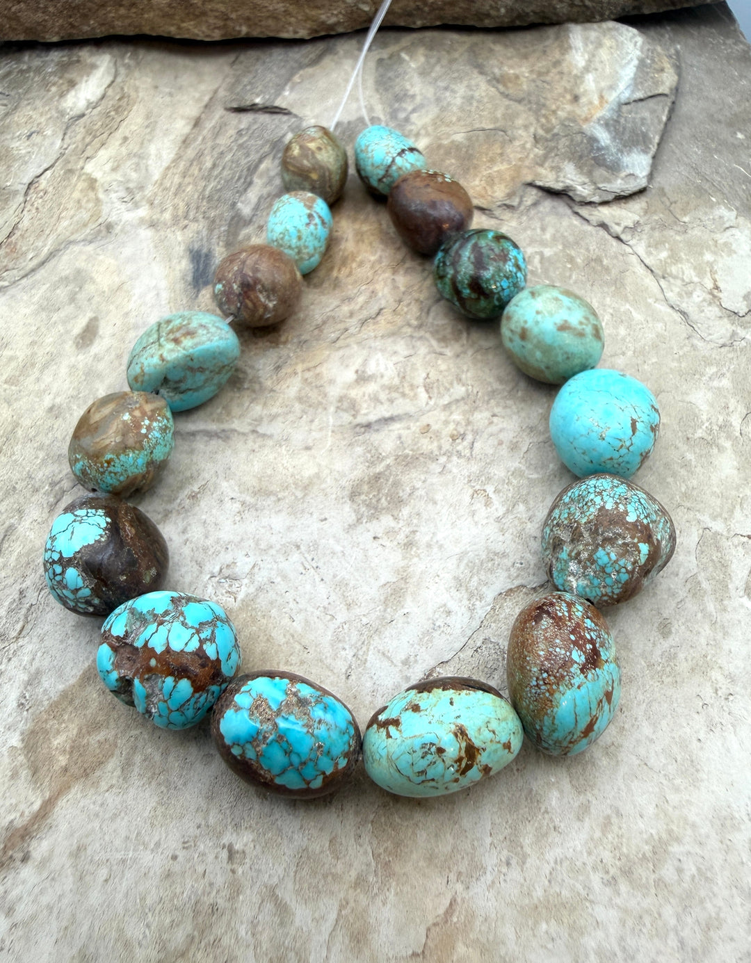 RARE Number 8 Turquoise (Nevada) Rounded Nugget Beads