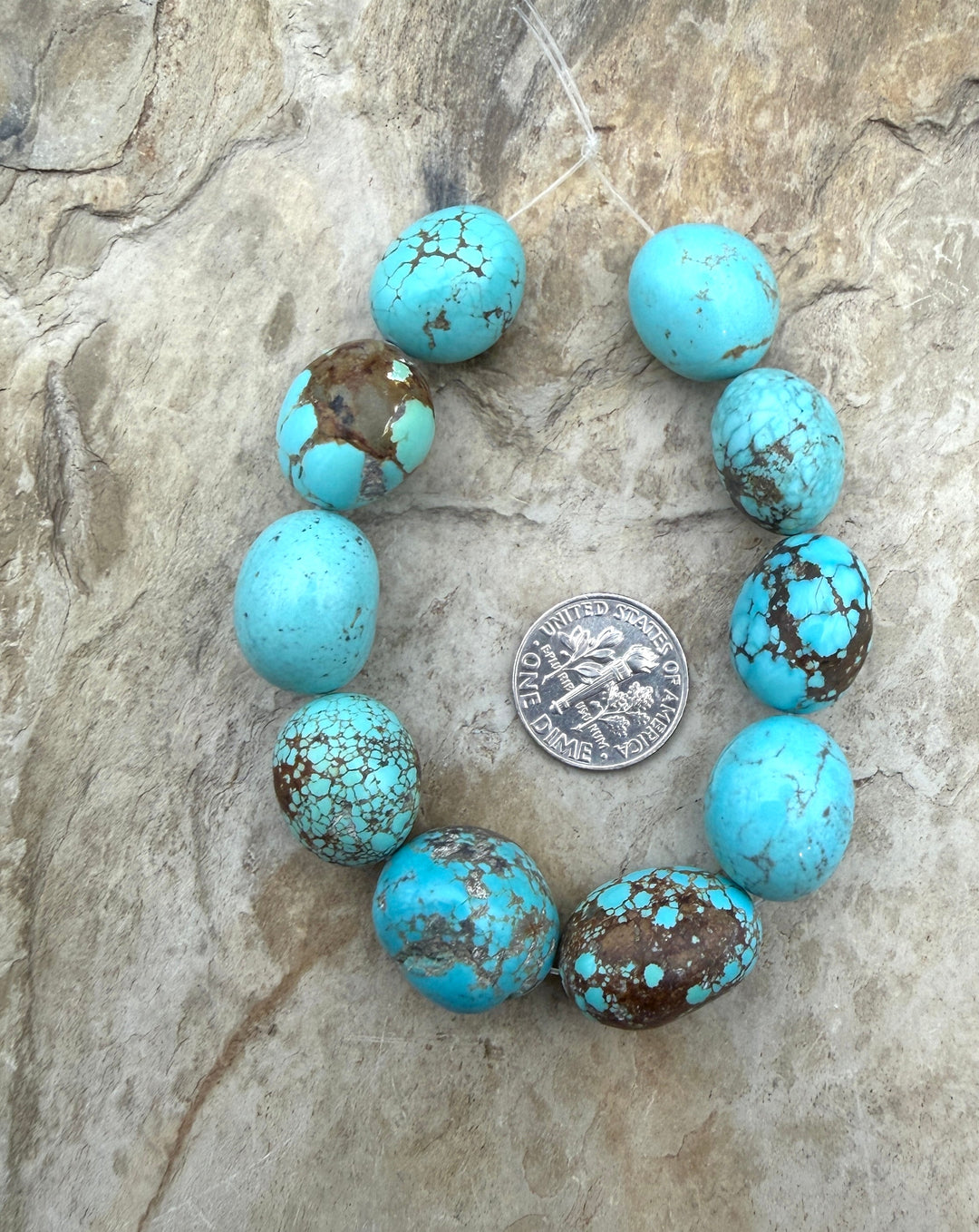 RARE Number 8 Turquoise (Nevada) Rounded Nugget Beads