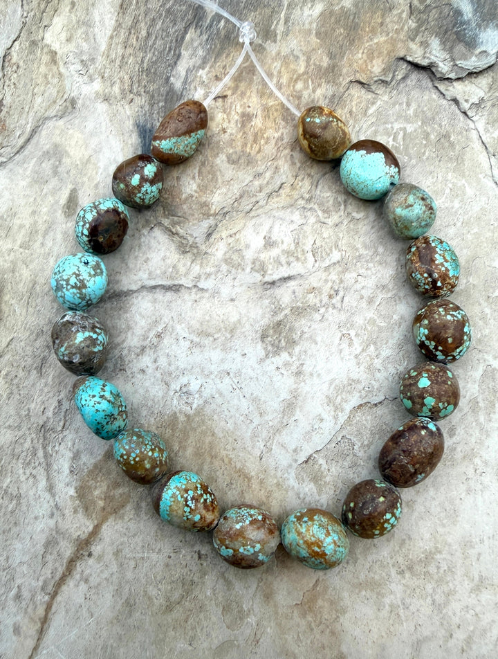 RARE Number 8 Turquoise (Nevada) Rounded Nugget Beads