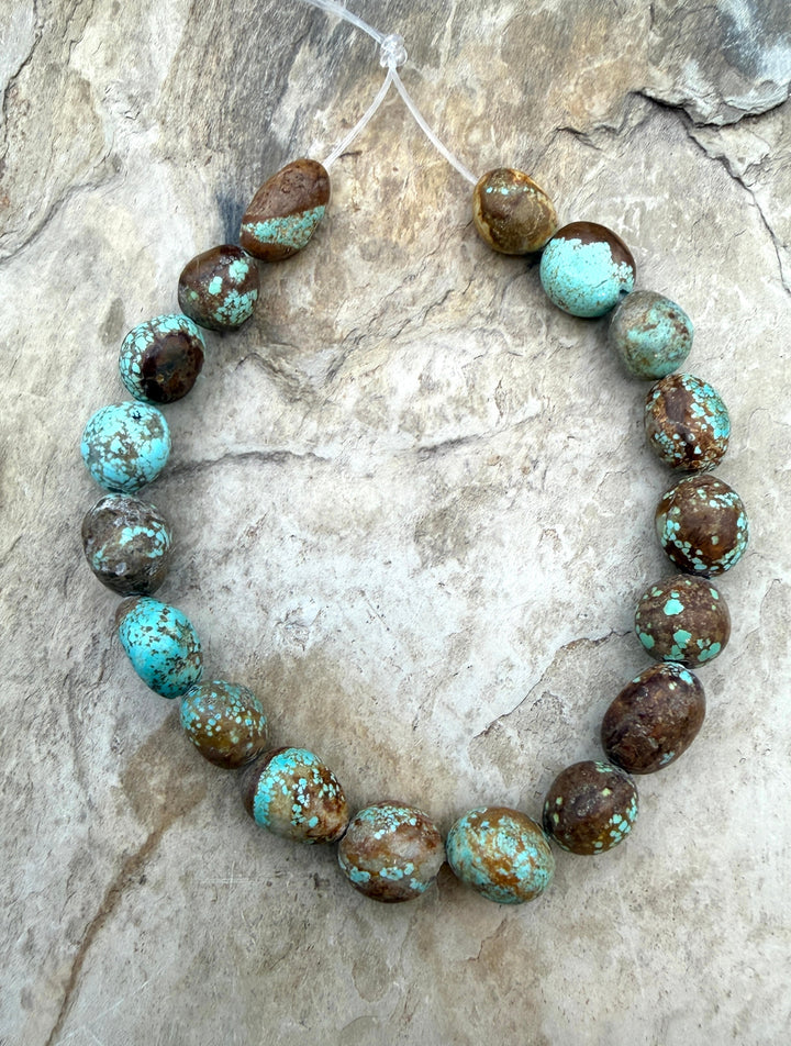 RARE Number 8 Turquoise (Nevada) Rounded Nugget Beads