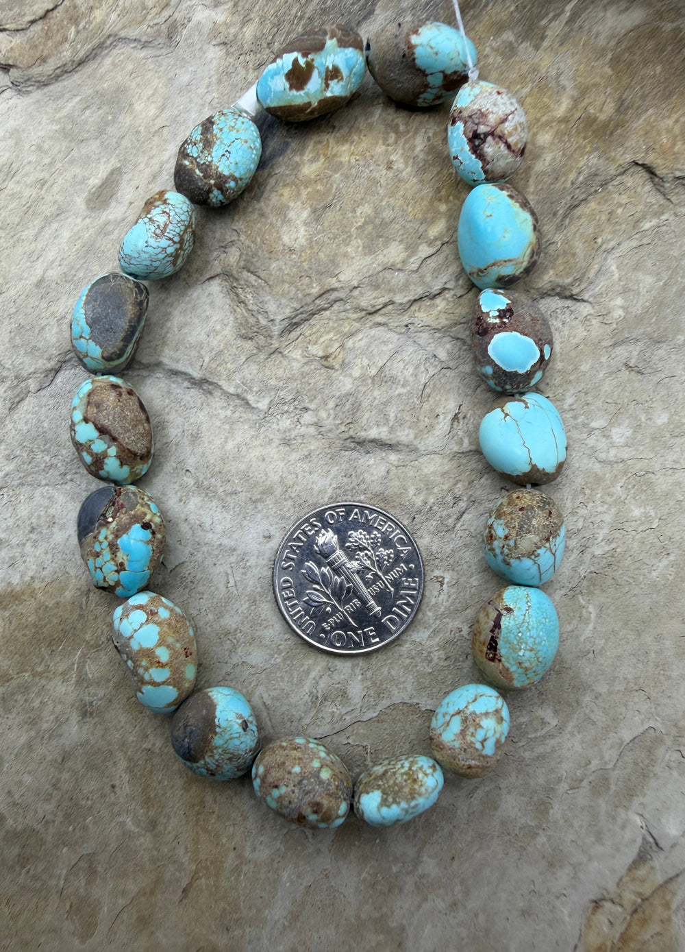 RARE Number 8 Turquoise (Nevada) Rounded Nugget Beads