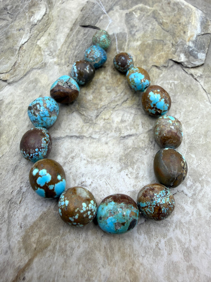 RARE Number 8 Turquoise (Nevada) Rounded Nugget Beads