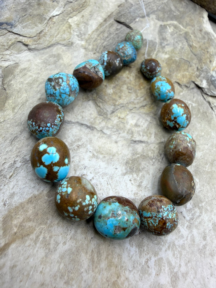 RARE Number 8 Turquoise (Nevada) Rounded Nugget Beads