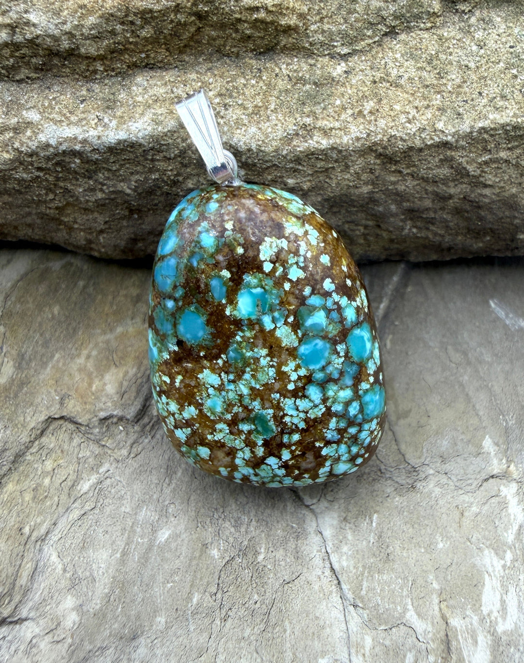 RARE Number 8 Turquoise (Nevada) Smooth Nugget Pendant