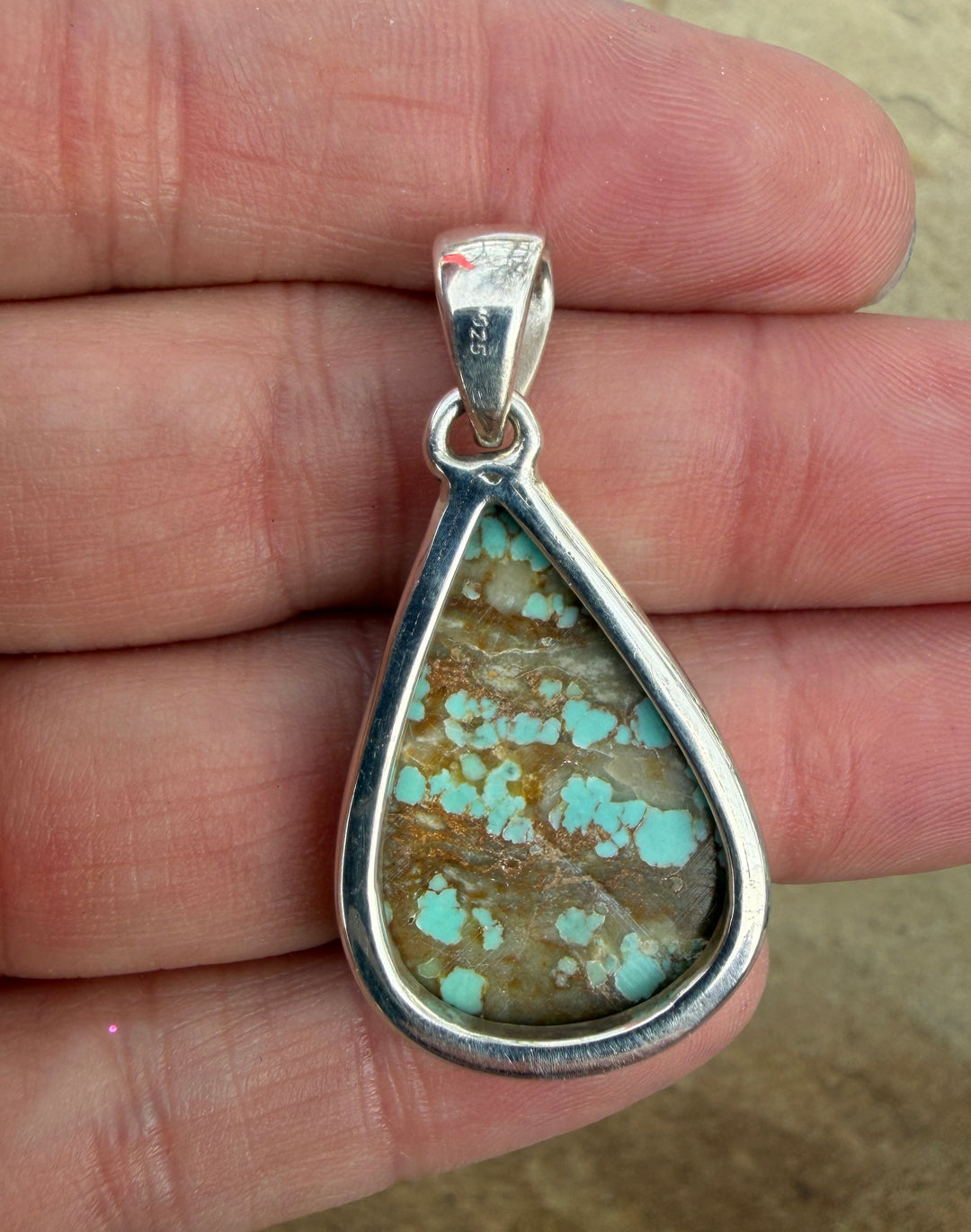 RARE Number 8 Turquoise (Nevada) Sterling Silver Teardrop