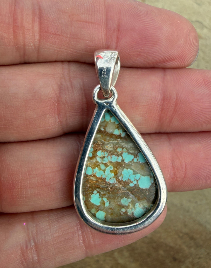 RARE Number 8 Turquoise (Nevada) Sterling Silver Teardrop