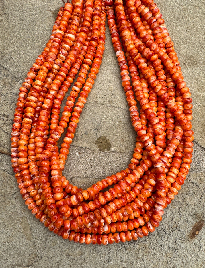 RARE Orange Spiny Oyster 6mm Rondel Beads 16 inch Strand